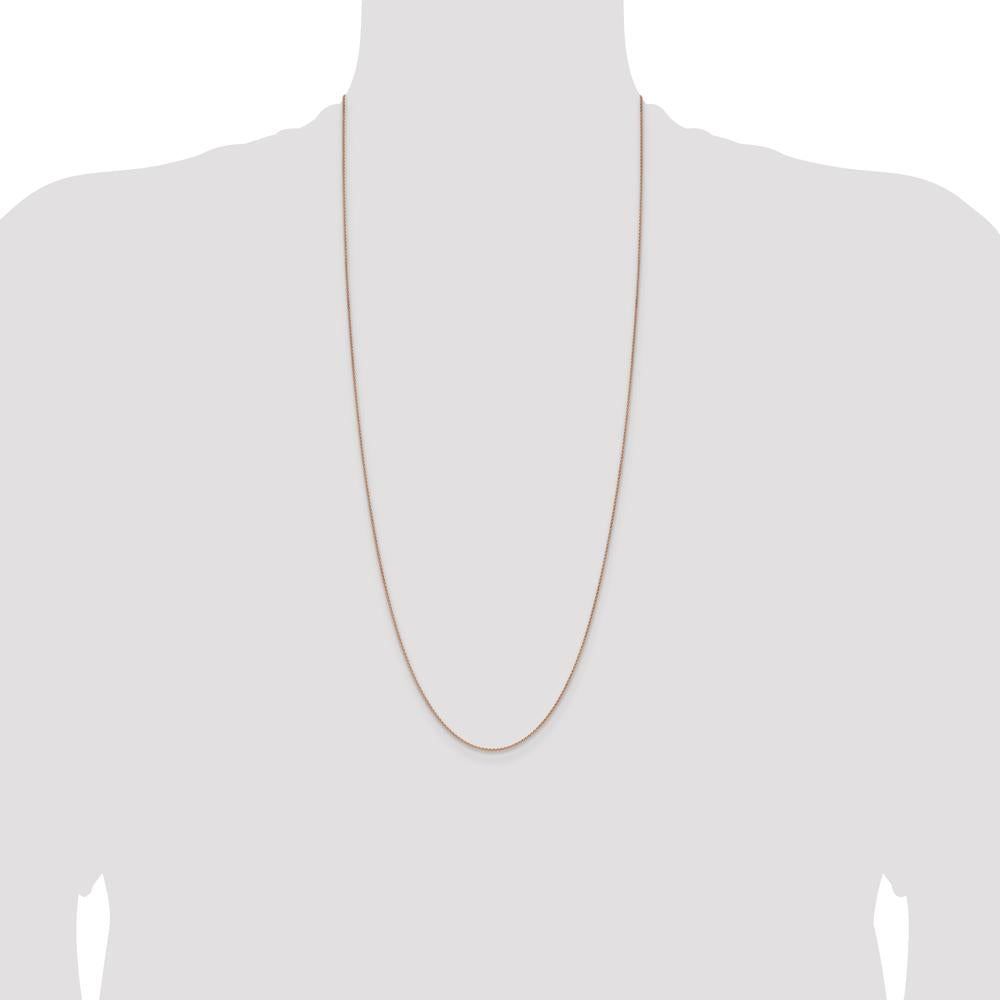 14K Rose Gold 30" Spiga Chain Necklace with Lobster Clasp - Solid Polished Design by 0