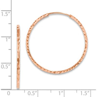 14K Rose Gold 30mm Diamond-Cut Square Tube Endless Hoop Earrings with Polished Finish by 0