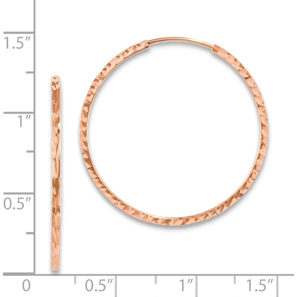14K Rose Gold 30mm Diamond-Cut Square Tube Endless Hoop Earrings with Polished Finish by 0