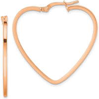 14K Rose Gold 33mm Polished Heart Hoop Earrings by 0