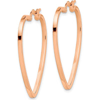 14K Rose Gold 33mm Polished Heart Hoop Earrings by 0