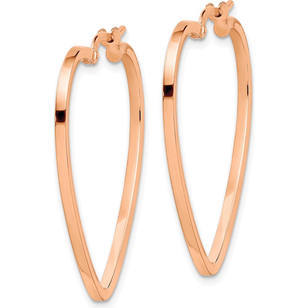 14K Rose Gold 33mm Polished Heart Hoop Earrings by 0
