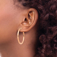 14K Rose Gold 36mm Polished Hoop Earrings with Omega Clip Back by Oro Pregiato