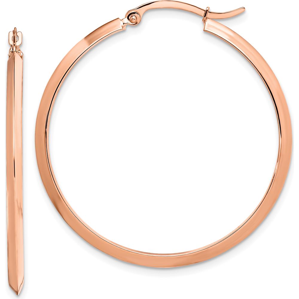 14K Rose Gold 39mm Polished Large Hoop Earrings by 0