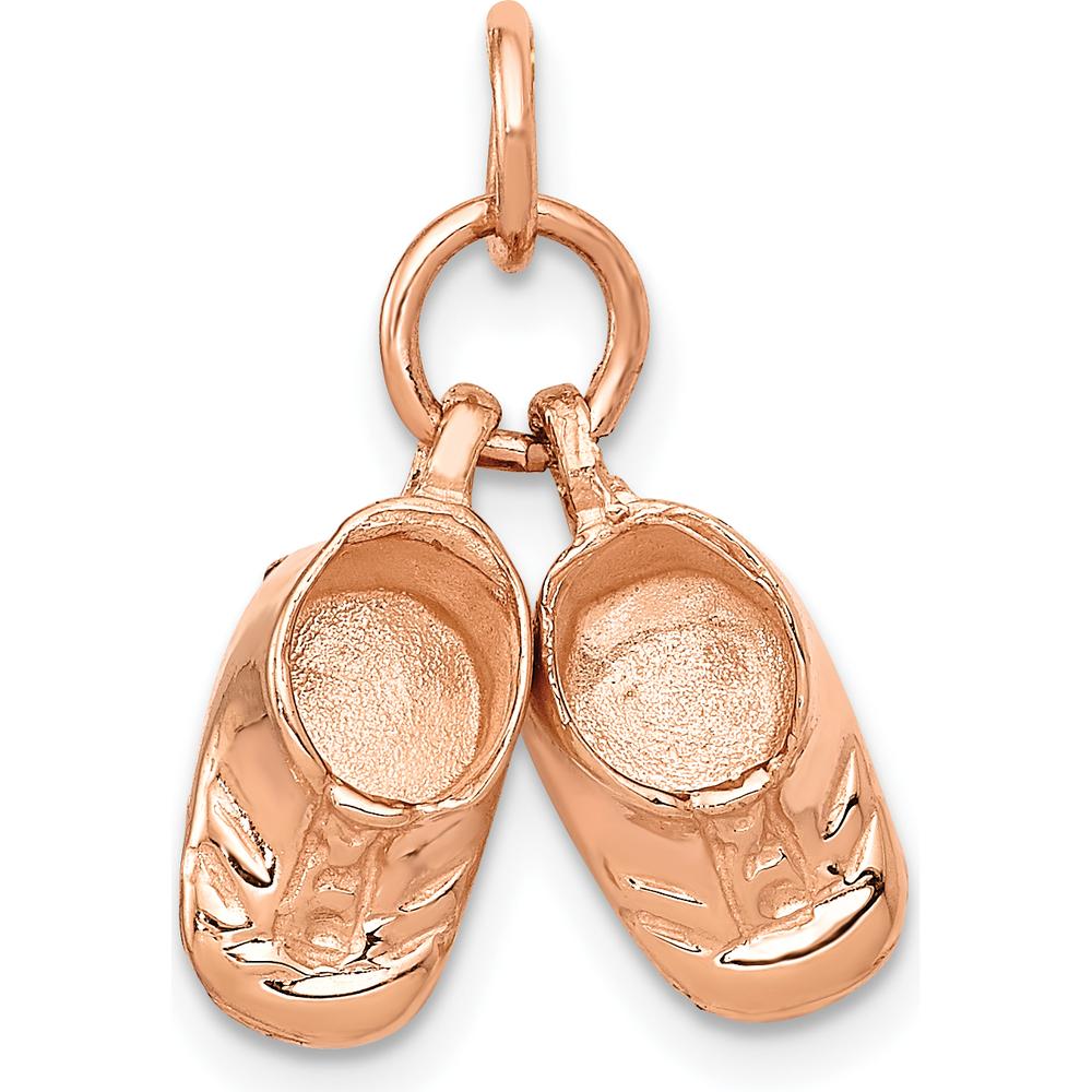 14K Rose Gold 3D Moveable Baby Shoes Charm by Oro Pregiato