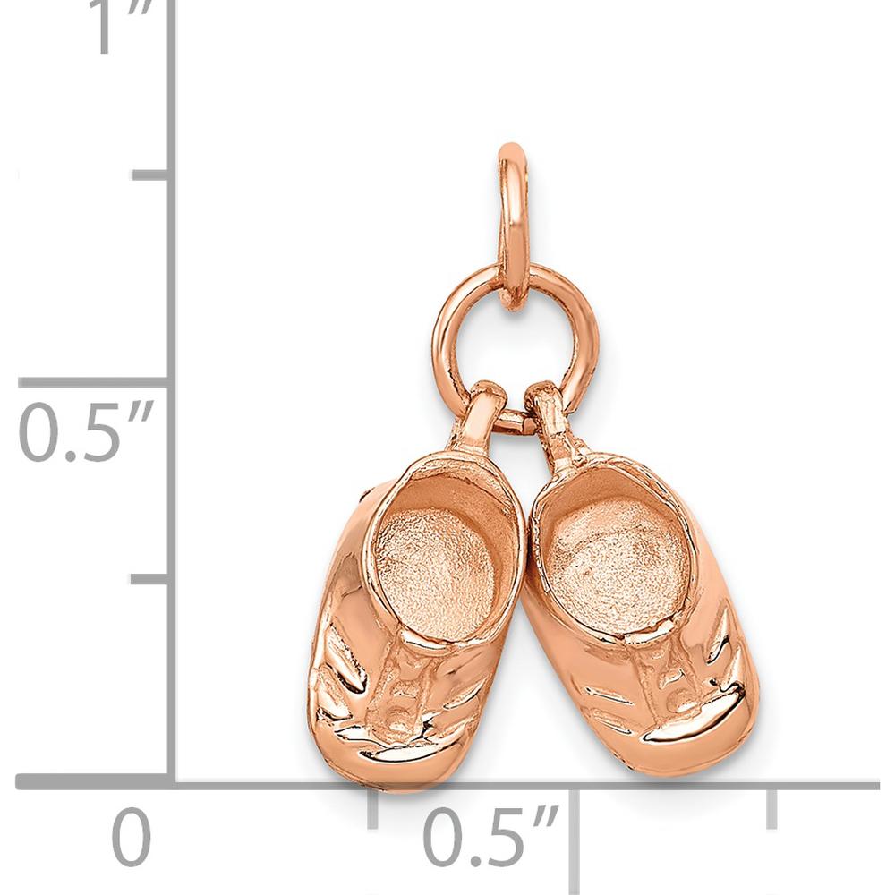 14K Rose Gold 3D Moveable Baby Shoes Charm by Oro Pregiato