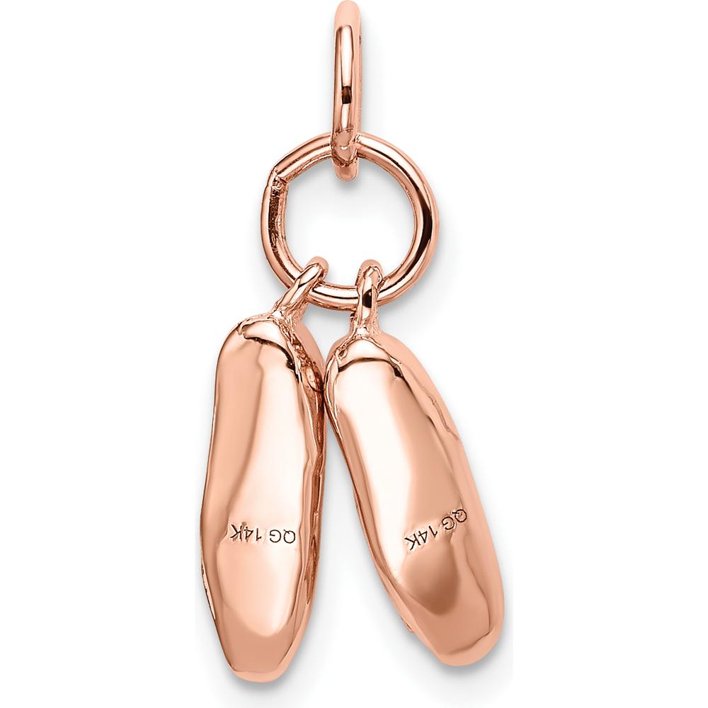 14K Rose Gold 3D Moveable Ballet Slippers Charm - Polished Finish by Oro Pregiato