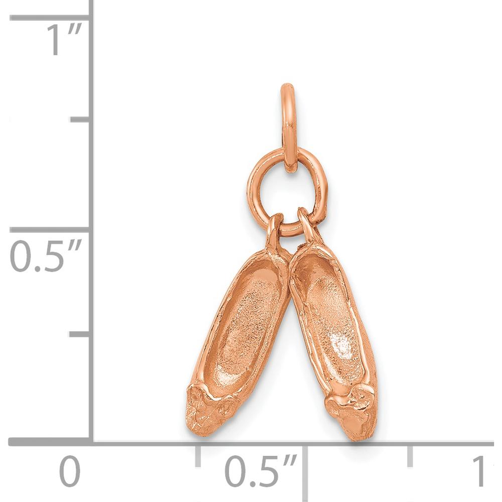 14K Rose Gold 3D Moveable Ballet Slippers Charm - Polished Finish by Oro Pregiato