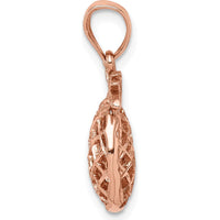 14K Rose Gold 3D Pineapple Pendant with Diamond-Cut Texture by Oro Pregiato