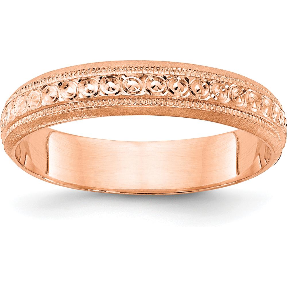 14K Rose Gold 3mm Design Etched Wedding Band for Women by Luciano & Cie
