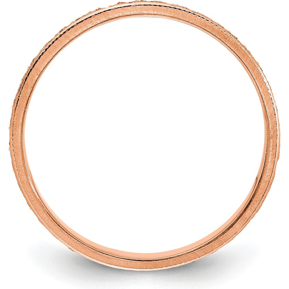 14K Rose Gold 3mm Design Etched Wedding Band - Polished Finish by Luciano & Cie
