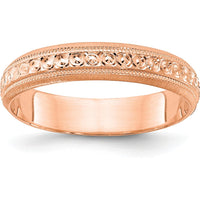14K Rose Gold 3mm Etched Design Wedding Band - Size 7 by Luciano & Cie