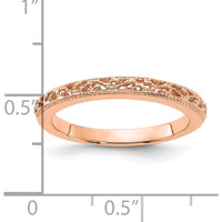 14K Rose Gold 3mm Filigree Wedding Band with Polished Finish by Luciano & Cie