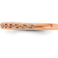 14K Rose Gold 3mm Filigree Wedding Band with Polished Finish by Luciano & Cie
