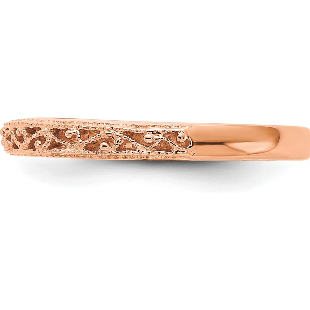 14K Rose Gold 3mm Filigree Wedding Band with Polished Finish by Luciano & Cie