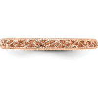 14K Rose Gold 3mm Filigree Wedding Band with Polished Finish by Luciano & Cie