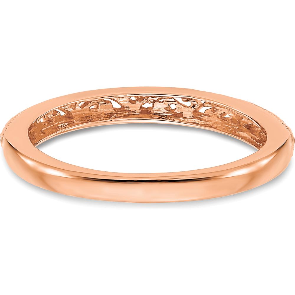 14K Rose Gold 3mm Filigree Wedding Band with Polished Finish by Luciano & Cie
