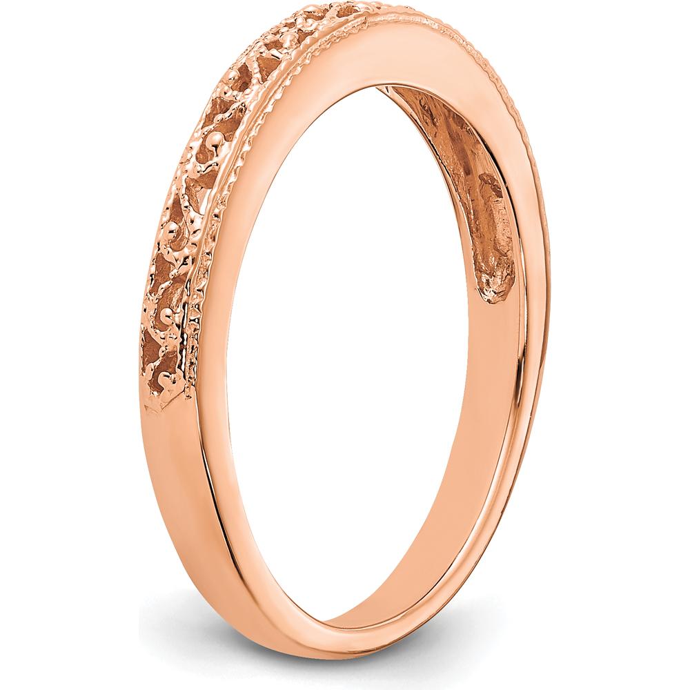 14K Rose Gold 3mm Filigree Wedding Band with Polished Finish by Luciano & Cie