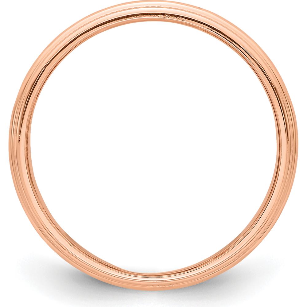 14K Rose Gold 3mm Half-Round Milgrain Wedding Band by 0