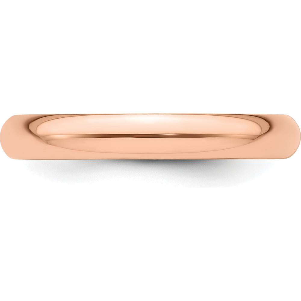 14K Rose Gold 3mm Half-Round Wedding Band - Adjustable, Polished Finish by 0