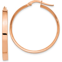 14K Rose Gold 3mm Large Hoop Earrings - Polished Finish with Hollow Tubing by Monteluci Fine Jewelry