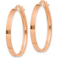 14K Rose Gold 3mm Large Hoop Earrings - Polished Finish with Hollow Tubing by Monteluci Fine Jewelry