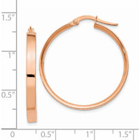 14K Rose Gold 3mm Large Hoop Earrings - Polished Finish with Hollow Tubing by Monteluci Fine Jewelry