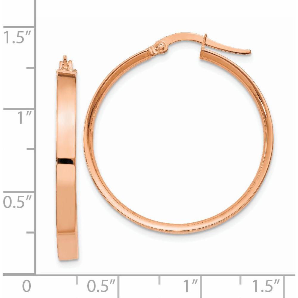 14K Rose Gold 3mm Large Hoop Earrings - Polished Finish with Hollow Tubing by Monteluci Fine Jewelry