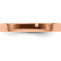 14K Rose Gold 3mm Lightweight Flat Wedding Band - Size 6 by Luciano & Cie