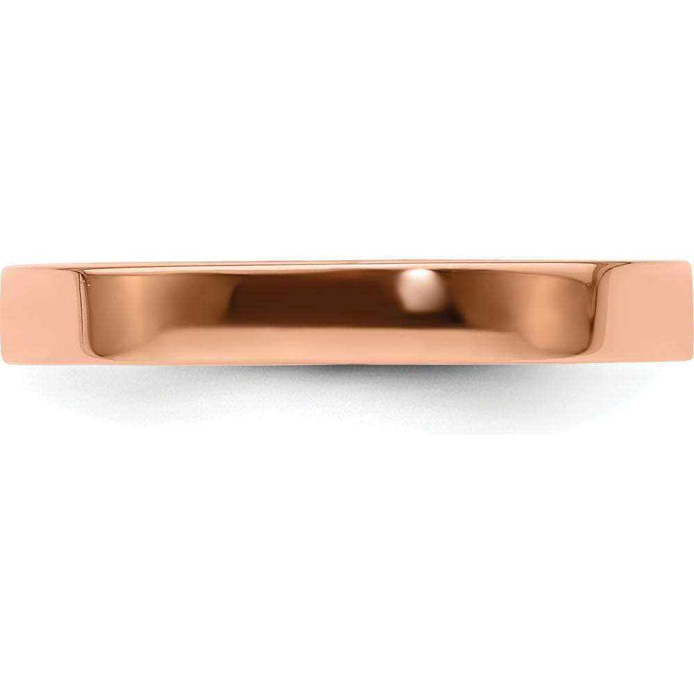 14K Rose Gold 3mm Lightweight Flat Wedding Band - Size 6 by Luciano & Cie