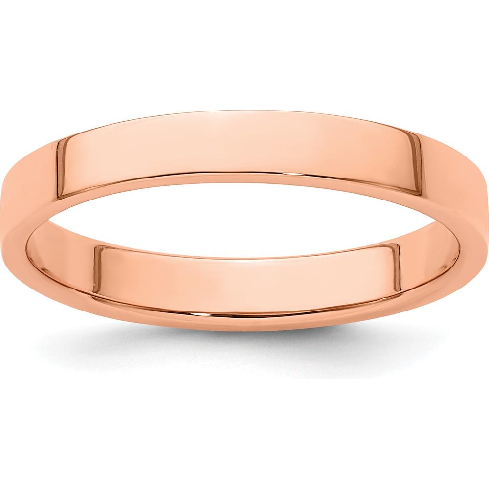 14K Rose Gold 3mm Lightweight Flat Wedding Band - Size 8 by Luciano & Cie