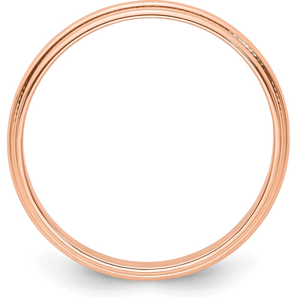 14K Rose Gold 3mm Lightweight Milgrain Half Round Wedding Band - Size 7.5 by 0