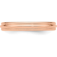 14K Rose Gold 3mm Milgrain Half-Round Wedding Band - Size 9 by 0