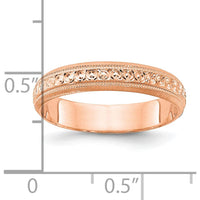 14K Rose Gold 3mm Polished Etched Wedding Band for Women by Luciano & Cie