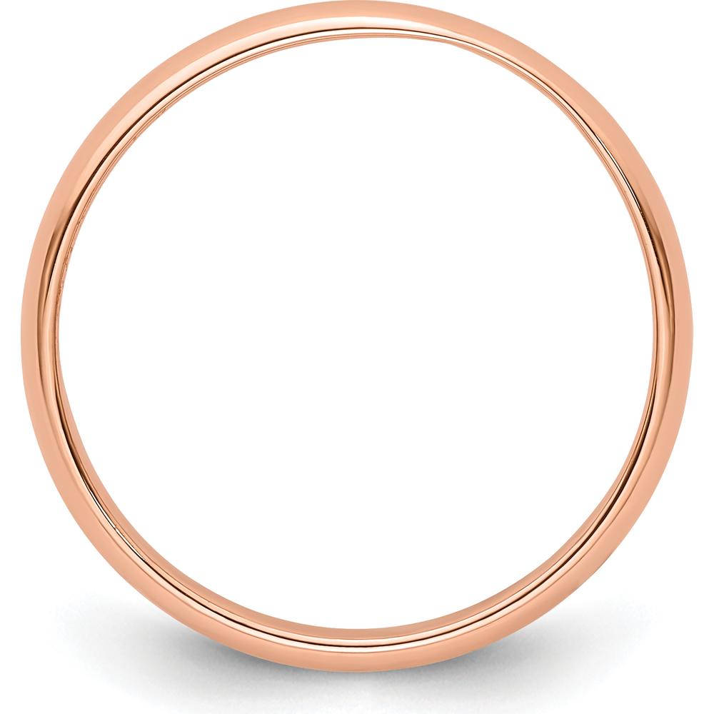 14K Rose Gold 3mm Polished Half-Round Lightweight Wedding Band by 0