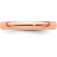 14K Rose Gold 3mm Polished Half-Round Lightweight Wedding Band by 0