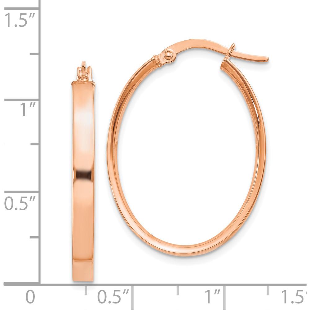 14K Rose Gold 3mm Polished Oval Hoop Earrings by 0
