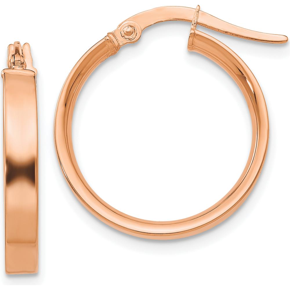 14K Rose Gold 3mm Small Hoop Earrings - Lightweight Polished Finish with Hollow Tubing Design by Monteluci Fine Jewelry