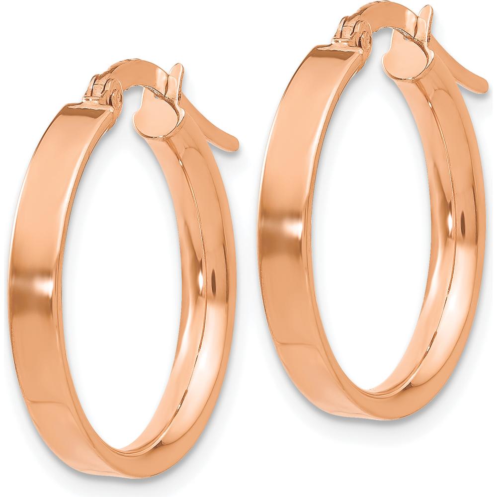 14K Rose Gold 3mm Small Hoop Earrings - Lightweight Polished Finish with Hollow Tubing Design by Monteluci Fine Jewelry