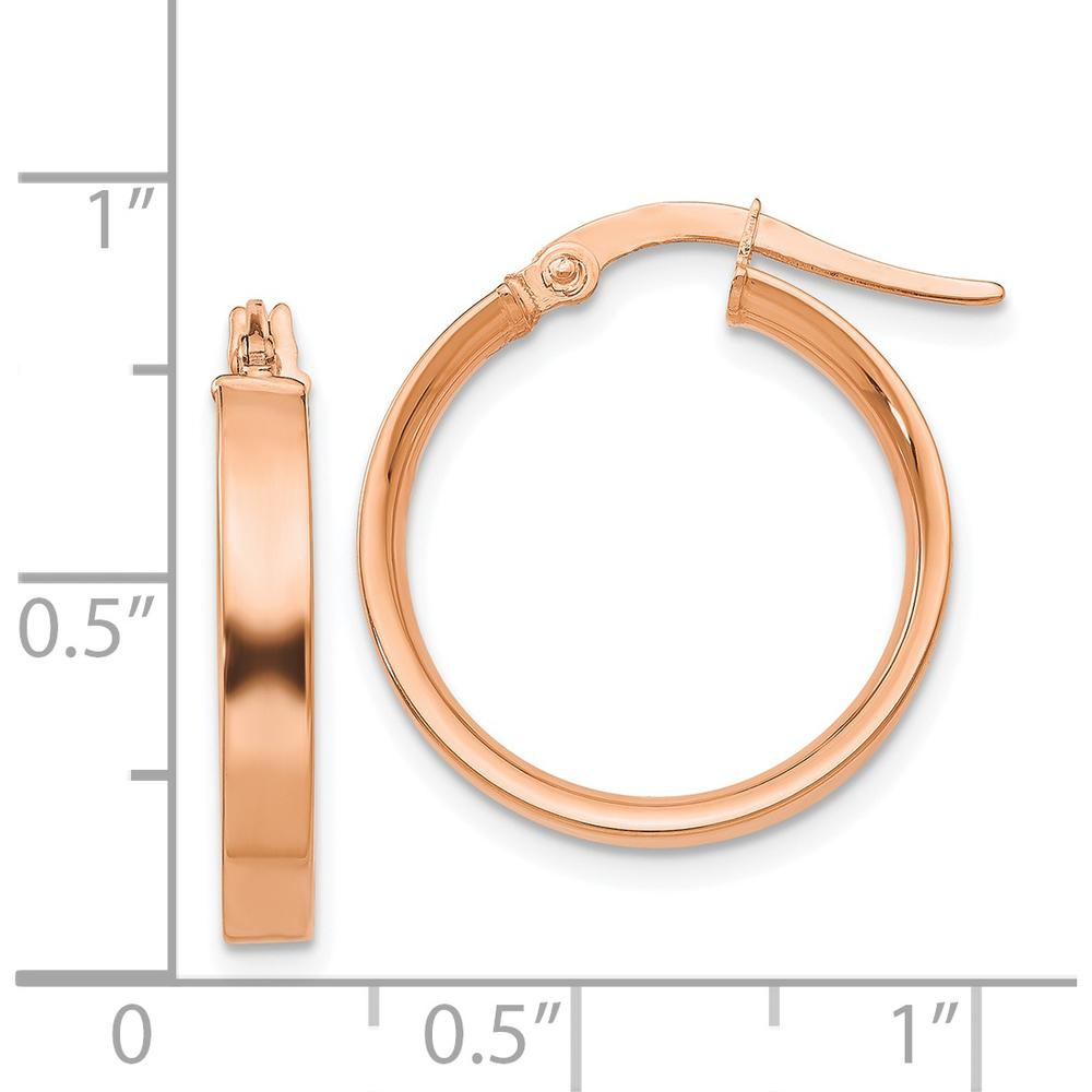 14K Rose Gold 3mm Small Hoop Earrings - Lightweight Polished Finish with Hollow Tubing Design by Monteluci Fine Jewelry