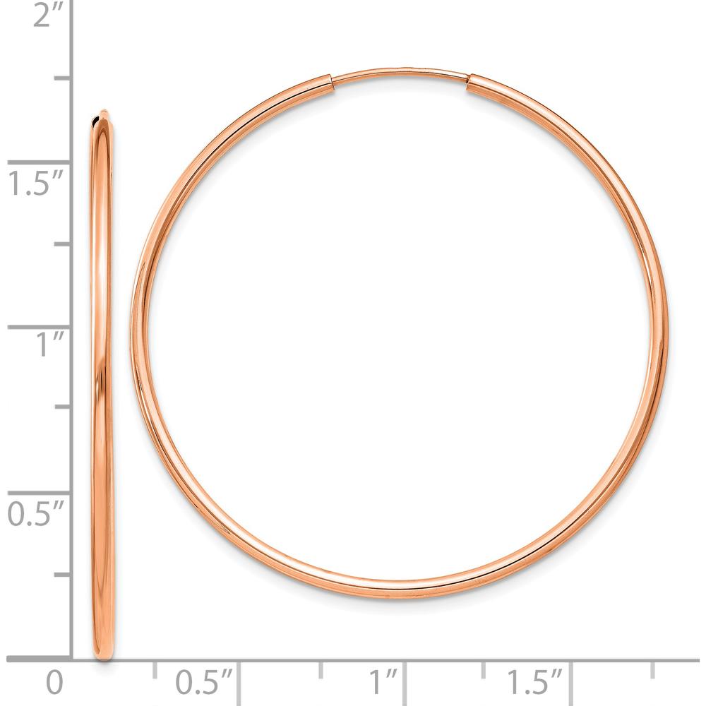 14K Rose Gold 40mm Polished Endless Tube Hoop Earrings by 0