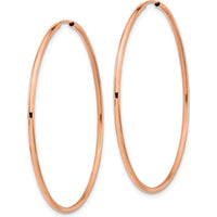 14K Rose Gold 45mm Polished Endless Tube Hoop Earrings - Sleek and Lightweight Design by 0