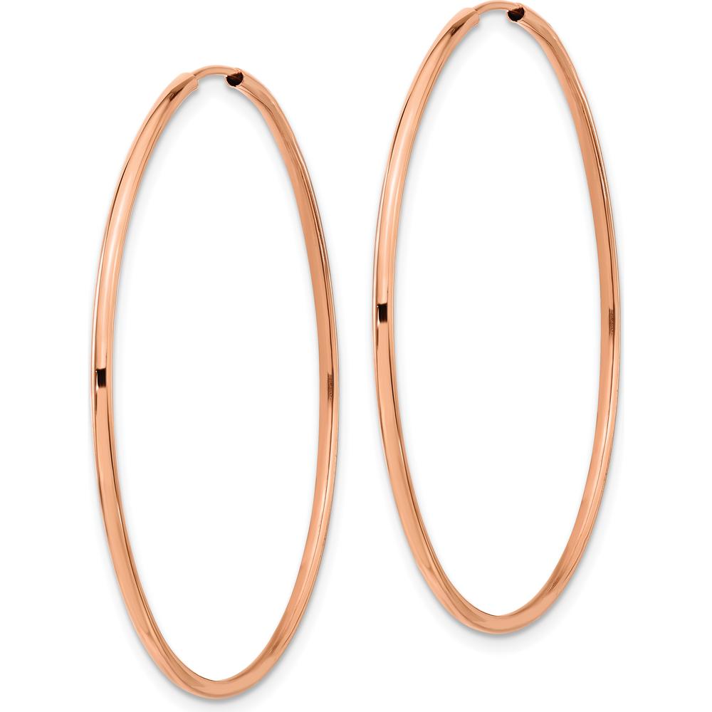 14K Rose Gold 45mm Polished Endless Tube Hoop Earrings - Sleek and Lightweight Design by 0