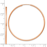 14K Rose Gold 45mm Polished Endless Tube Hoop Earrings - Sleek and Lightweight Design by 0