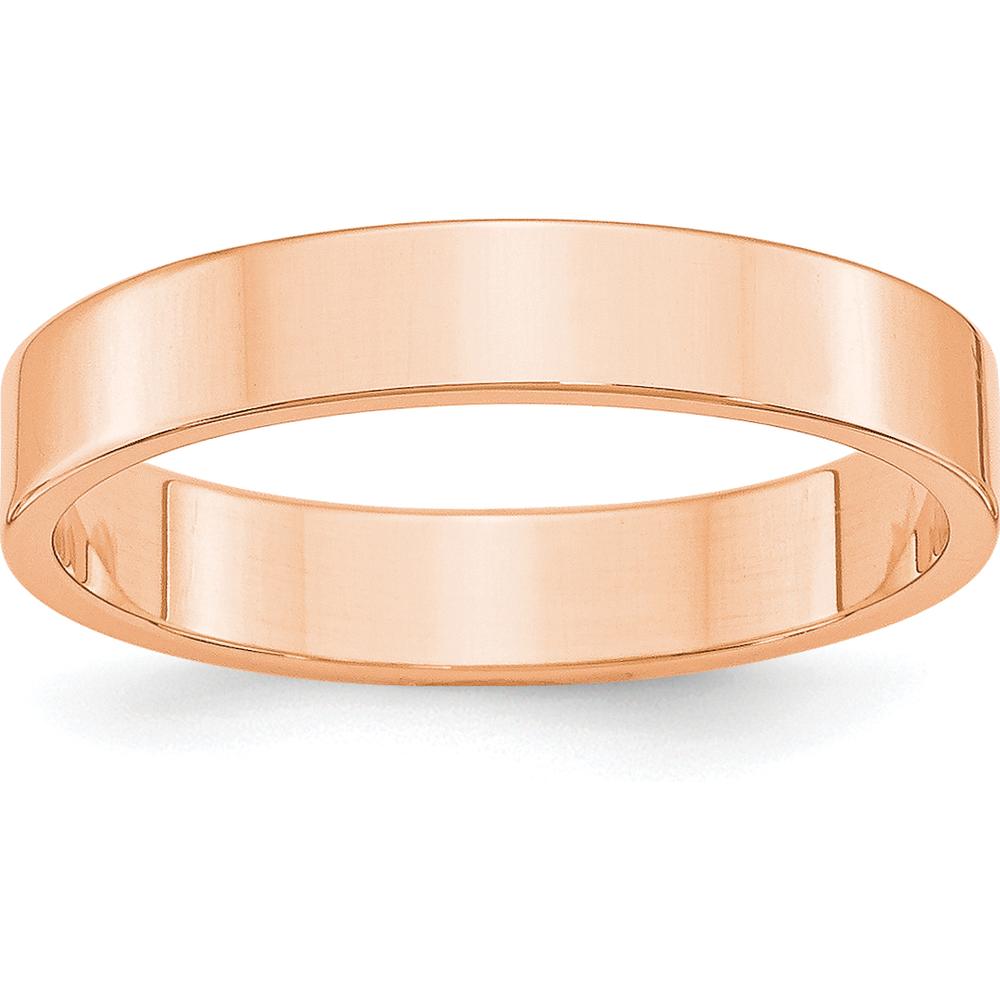 14K Rose Gold 4mm Lightweight Flat Wedding Band - Size 7 by Luciano & Cie