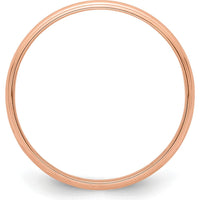 14K Rose Gold 4mm Lightweight Milgrain Half Round Wedding Band - Size 6 by 0