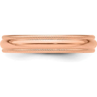 14K Rose Gold 4mm Lightweight Milgrain Half Round Wedding Band - Size 6 by 0