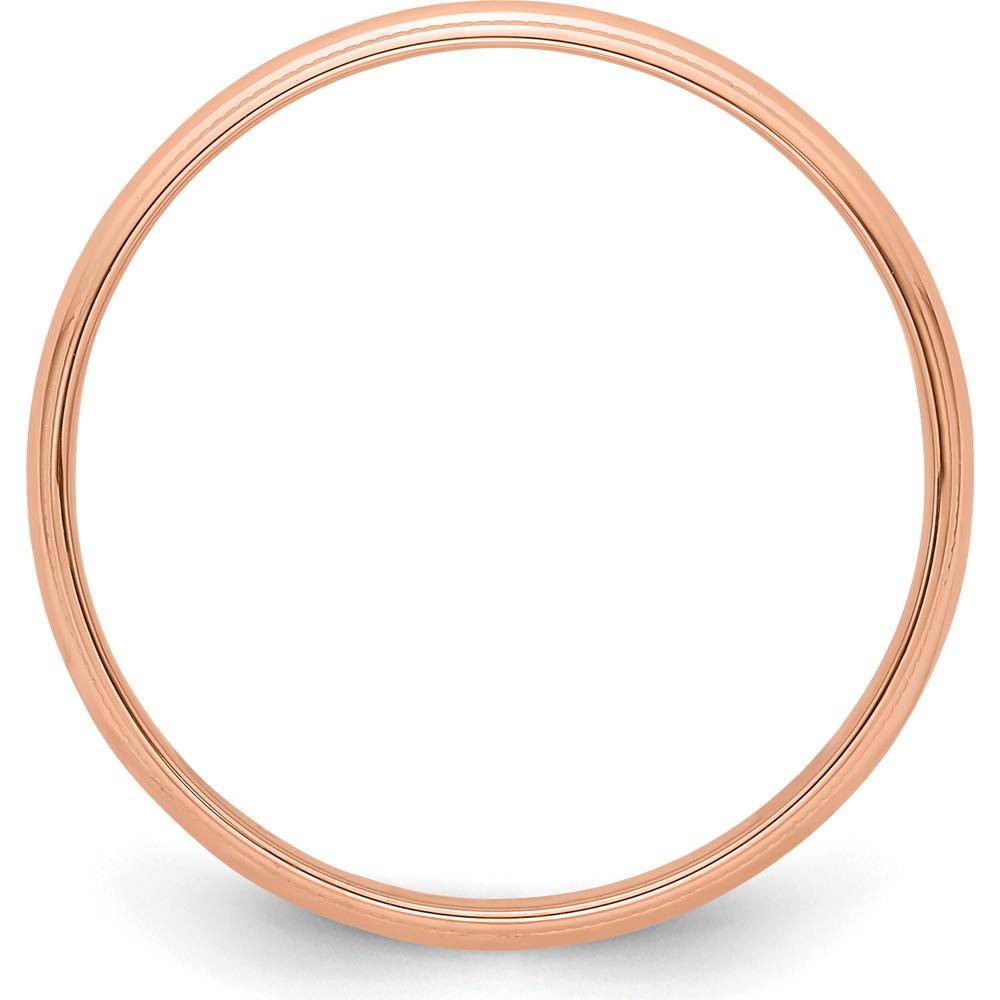 14K Rose Gold 4mm Lightweight Milgrain Half Round Wedding Band - Size 9 by 0