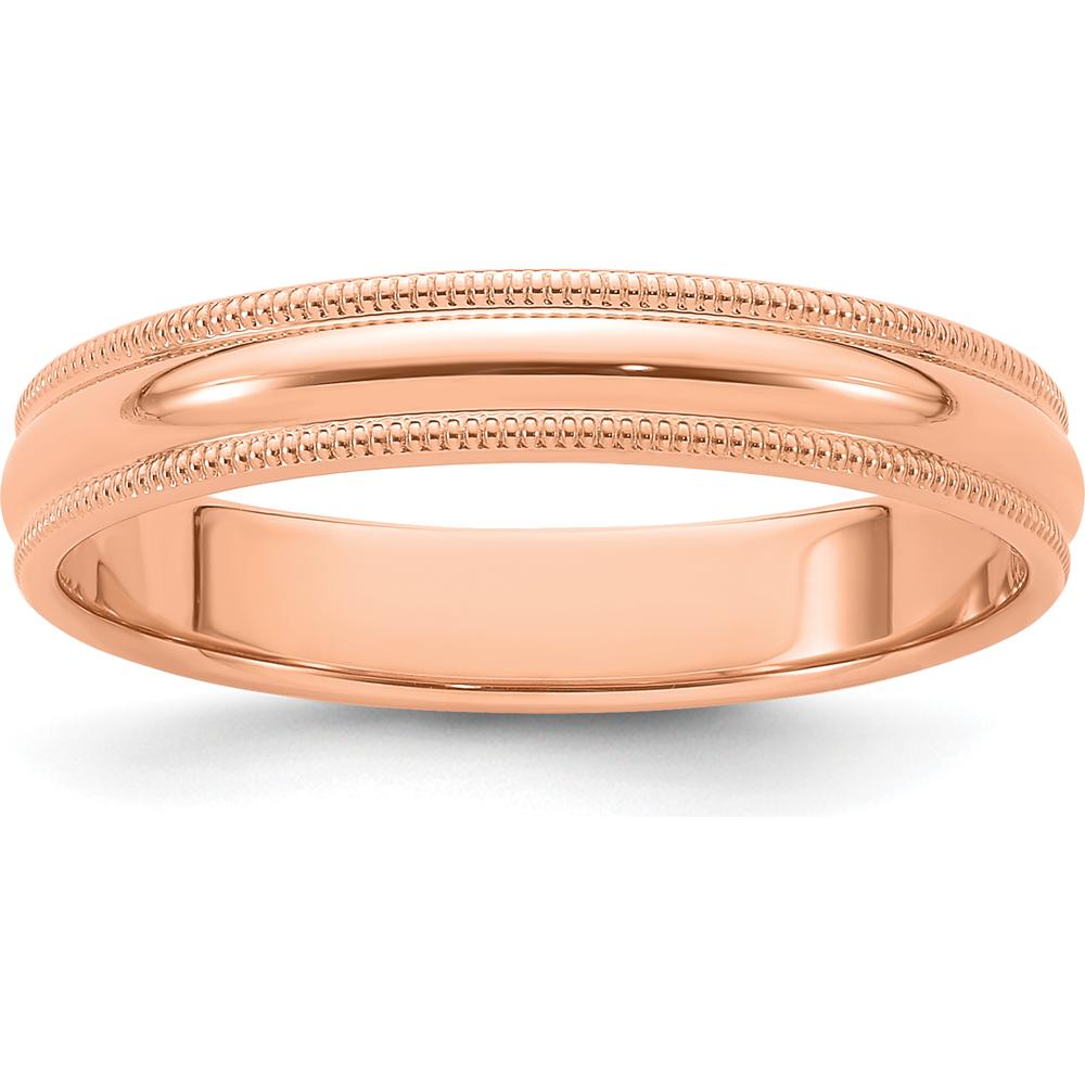 14K Rose Gold 4mm Milgrain Half-Round Wedding Band Size 7 by 0
