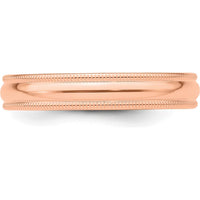 14K Rose Gold 4mm Milgrain Half-Round Wedding Band Size 7 by 0